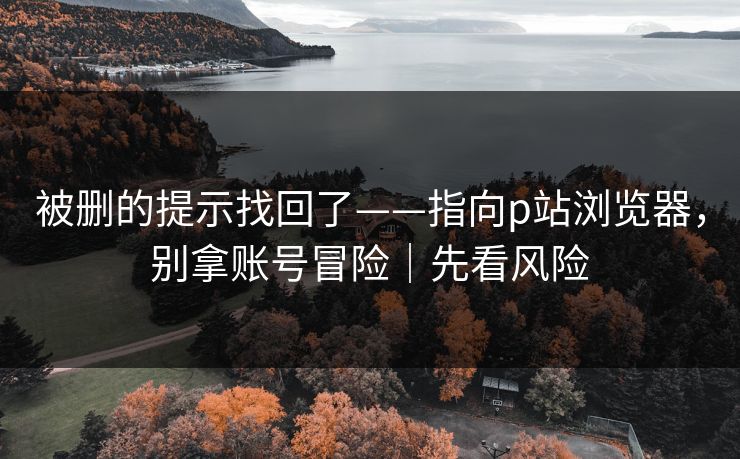被删的提示找回了——指向p站浏览器,别拿账号冒险|先看风险 被删的提示找回了——指向p站浏览器,别拿账号冒险|先看风险