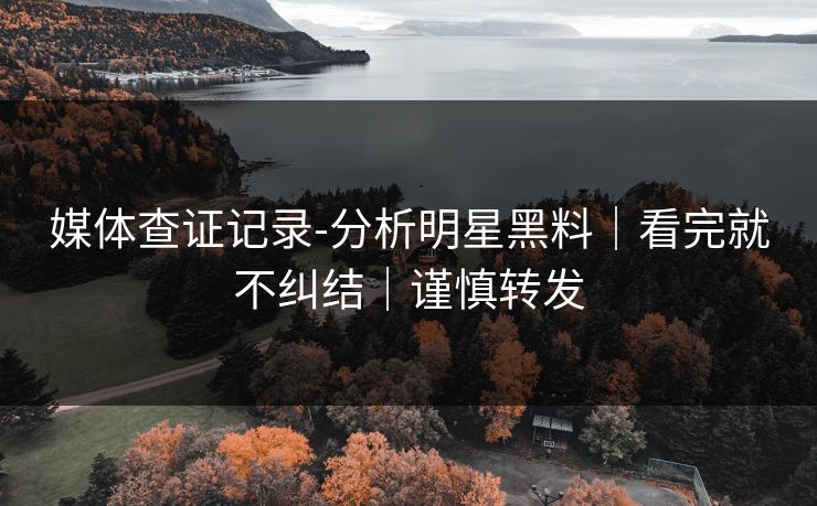 媒体查证记录-分析明星黑料｜看完就不纠结｜谨慎转发