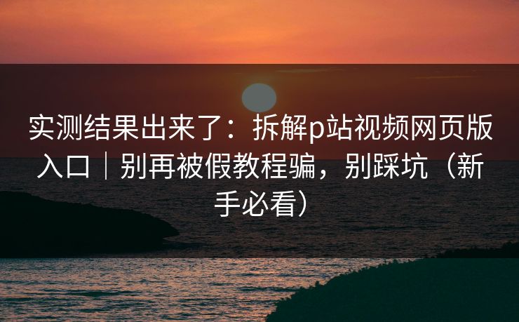 实测结果出来了：拆解p站视频网页版入口｜别再被假教程骗，别踩坑（新手必看）