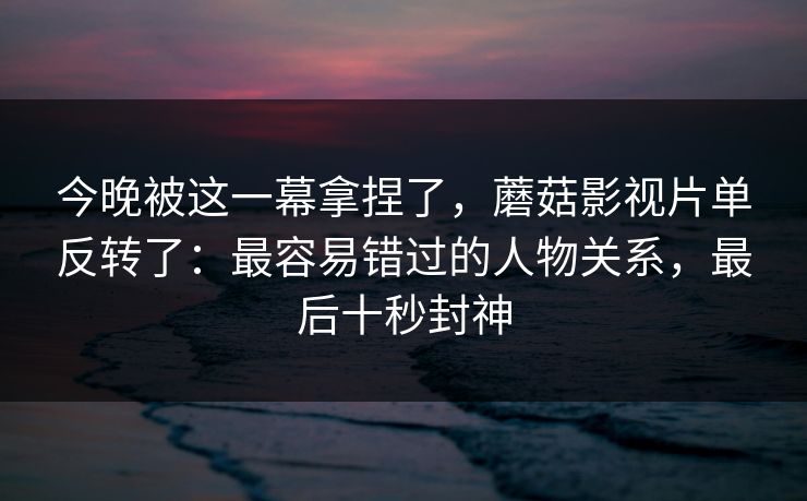 今晚被这一幕拿捏了，蘑菇影视片单反转了：最容易错过的人物关系，最后十秒封神