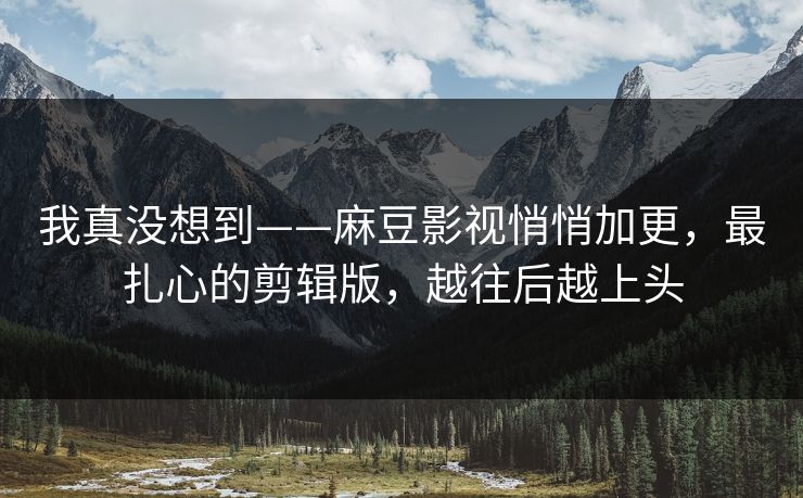 我真没想到——麻豆影视悄悄加更,最扎心的剪辑版,越往后越上头