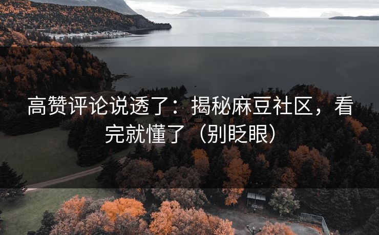 高赞评论说透了:揭秘麻豆社区,看完就懂了(别眨眼) 高赞评论说透了:揭秘麻豆社区,看完就懂了(别眨眼)
