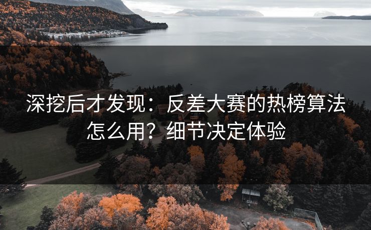 深挖后才发现:反差大赛的热榜算法怎么用?细节决定体验 深挖后才发现:反差大赛的热榜算法怎么用?细节决定体验